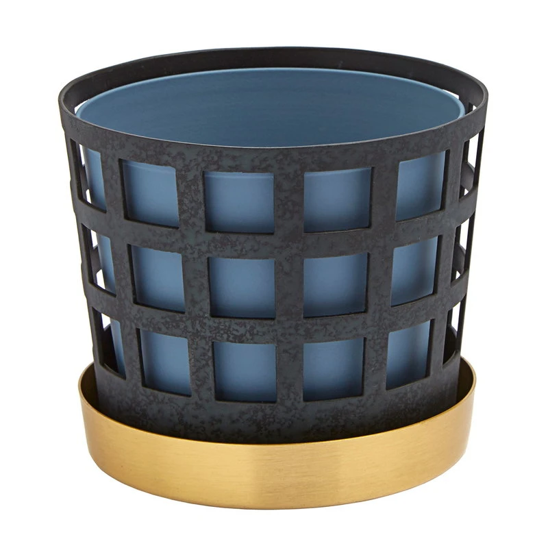 Klong Trio Flower Pot, Blue Square 4 Klong Trio Flower Pot, Blue Square - Image 2