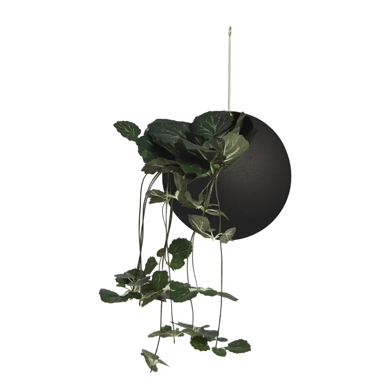 AYTM Globe Hanging Flowerpot, Small, Black - Gold 4 AYTM Globe Hanging Flowerpot, Small, Black - Gold - Image 2