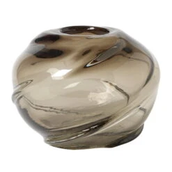 Ferm LIVING Water Swirl Vase, Round, Smoked Grey
