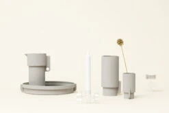 Form & Refine Alcoa Vase, Small, Light Grey -FINISH DESIGN SHOP F R alcoa ceramics grey cartwheel candle holder