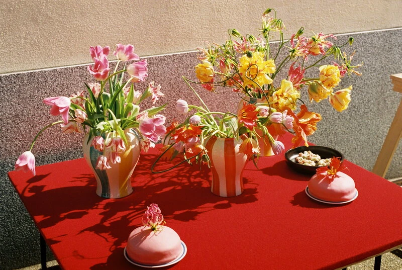 HAY Sobremesa Stripe Vase, L, Green - Yellow - Image 2