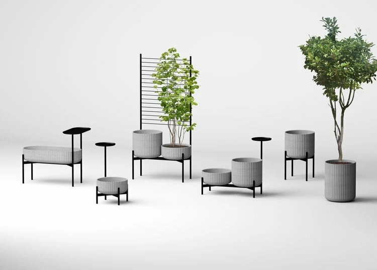 Elementa Klorofyll Planter With Stand, 2 Pcs, Medium, Grey 4 Elementa Klorofyll Planter With Stand, 2 Pcs, Medium, Grey - Image 2
